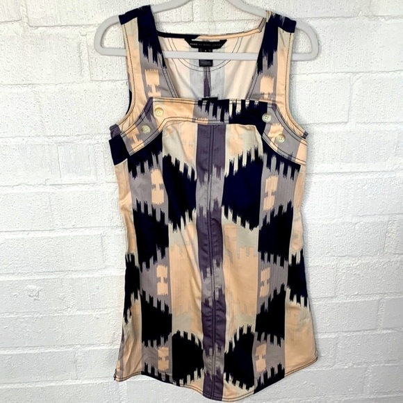 Marc By Marc Jacobs Denim Colorful Square Neck Overall Dress size Small - Picture 2 of 7